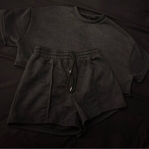 Black T-Shirt and Shorts Set